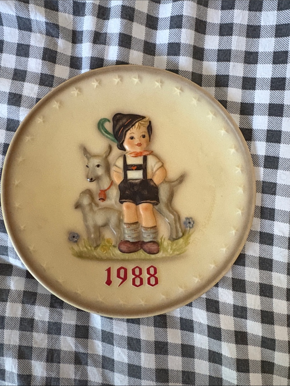 Hummel White Porcelain Backstamp Plate with Blue Markings